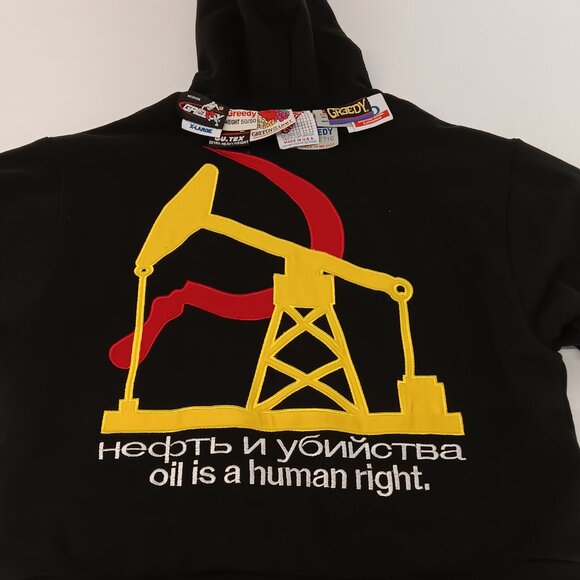 MURD333R.FM x GREEDY UNIT DOUBLE LAYERED BLACK HOODIE - MED - Picture 4 of 12